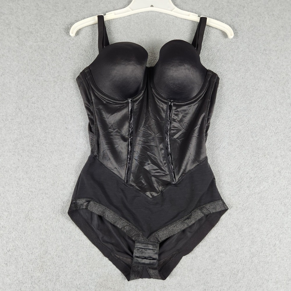 Maidenform Shapewear Bodysuit Womens 38C Black Underwire Padded Firm Control